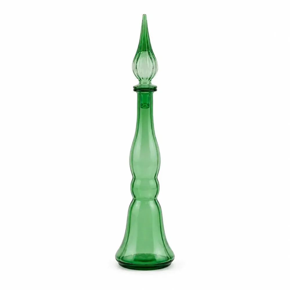 Vintage Empoli Italy Bell Pattern Green Genie Bottle Decanter